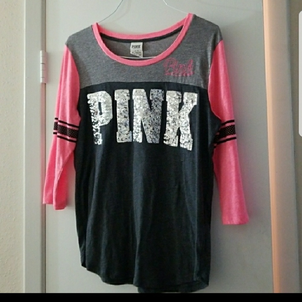 Victoria secret pink sequin shirt EUC